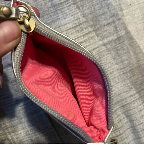 Metallic silver Isaac Mizrahi coin purse - Picture 3 of 3